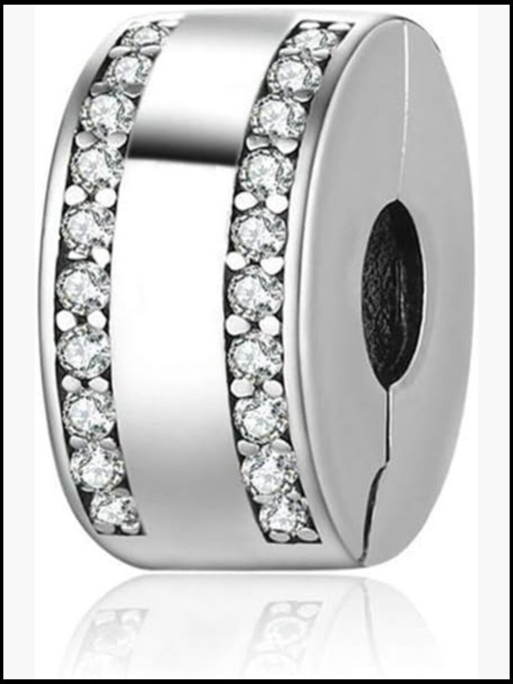 Sterling Silver Clip Charm Stopper Spacer for Bracelet Classic Elegant Design